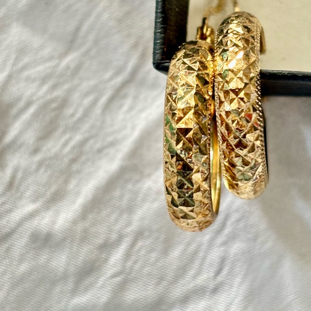Elegant Sterling diamond cut vermeil Gold Hoop Earrings Turkey